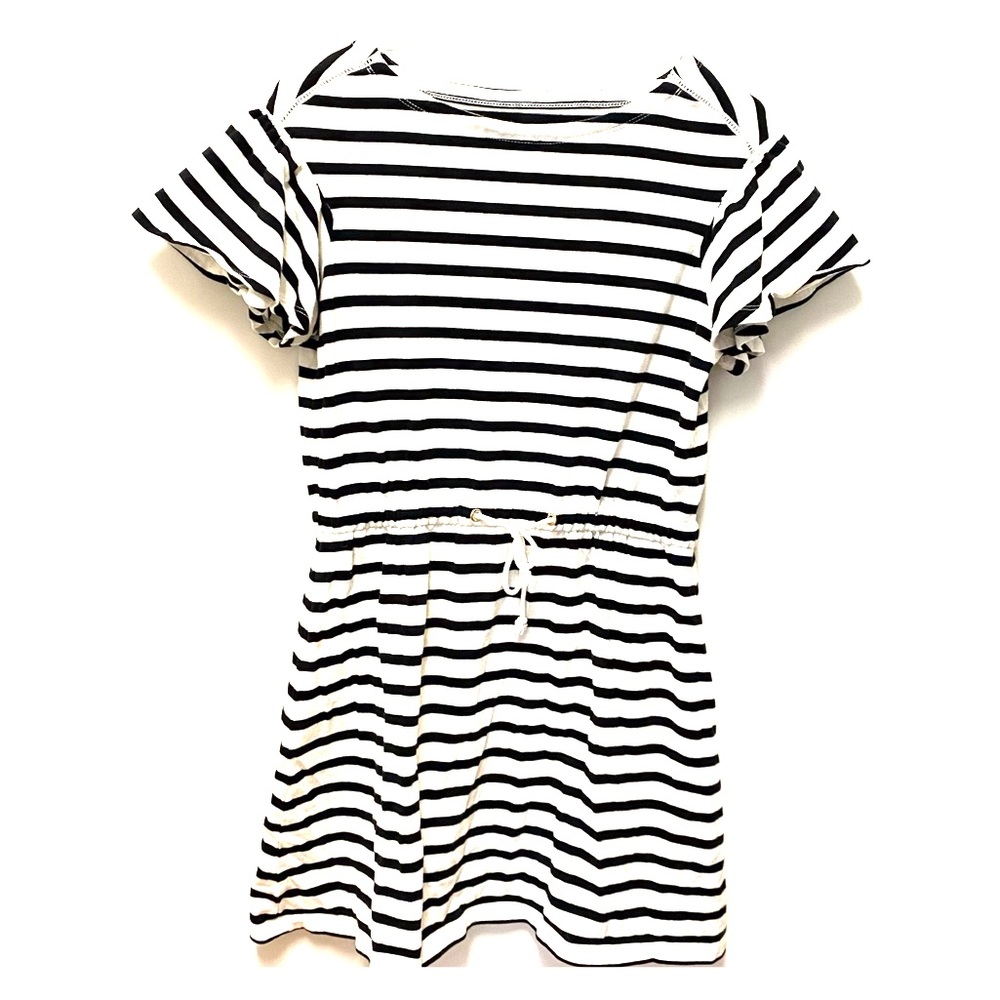 Black and white striped dress